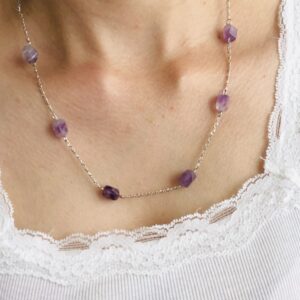 Colar Mini Ametistas Multifacetada