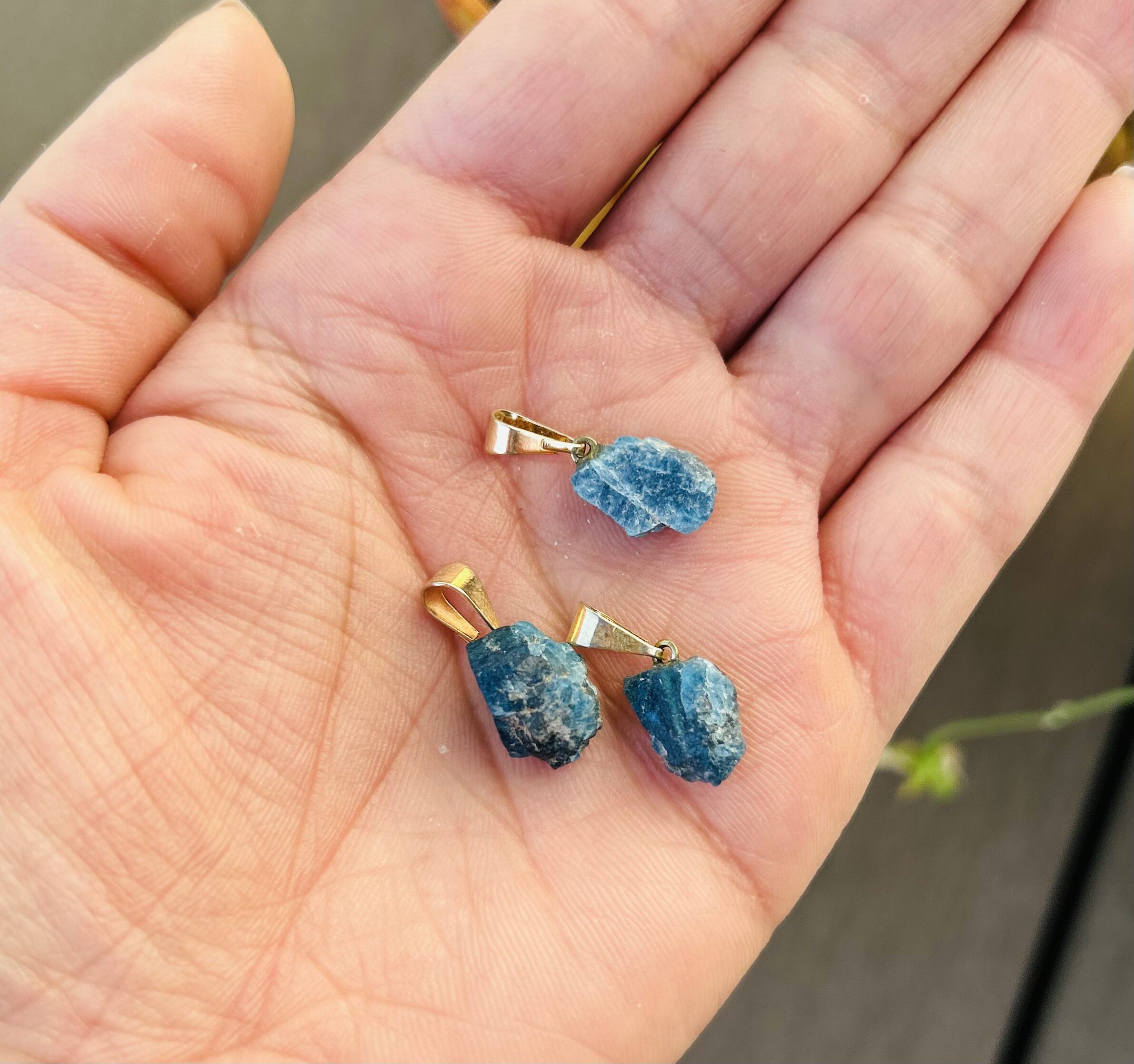 Pingente Apatita Azul Pedra Bruta