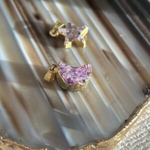 Pingente Drusa de Ametista Lua e Estrela – Intuição, Proteção e Conexão Espiritual