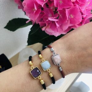 Pulseira de Cordão Cristais Multifacetado