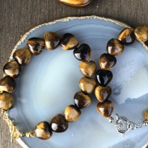 Pulseira de Olho de Tigre Coração