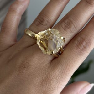 Anel Regulável Folheado a Ouro 18k com Citrino