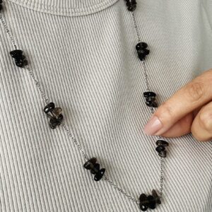 Colar de Bolinha com Quartzo Fumê