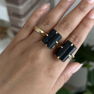 Anel Regulável de Turmalina Negra