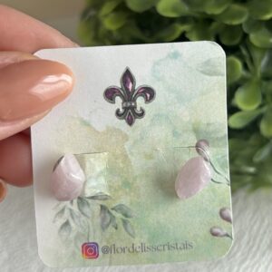 Brinco Bolinha de Kunzita – Dourado