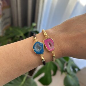 Pulseira Cordão Ajustável Geodo de Ágata