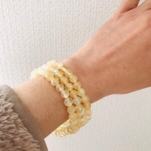 Pulseira de Selenita – Dourada 6mm