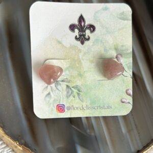 Brinco Bolinha de Quartzo Rosa – Dourado