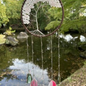 Filtro dos Sonhos Árvore da Vida-Quartzo Rosa