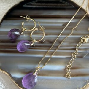 Conjunto Ametista com Brinco de Argola – Proteção, Intuição e Harmonia