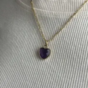 Colar Coração de Ametista Multifacetado – Clareza Mental e Equilíbrio Emocional