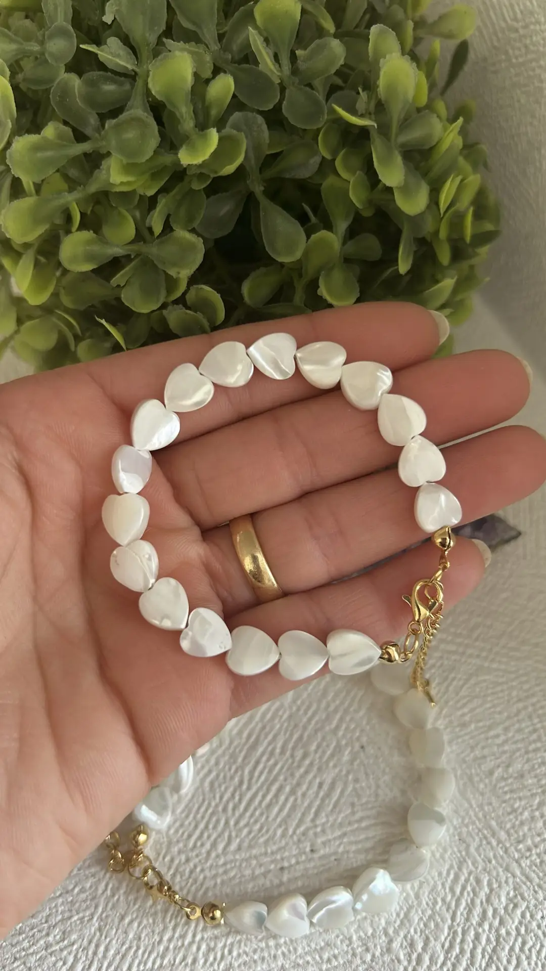 Pulseira Feminina de Madrepérola Natural para Harmonia Emocional